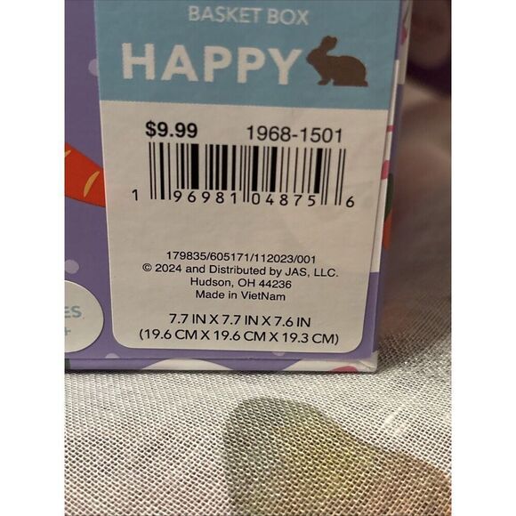 HAPPY EASTER  HEAVY CARDBOARD  GIFT BOX/ BASKET FOR KIDS WITH BUNNY EGG - Picture 5 of 5